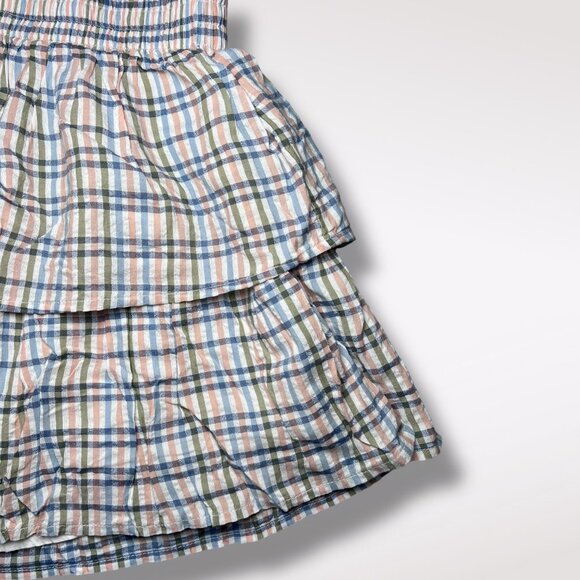 Aerie Tiered Plaid Mini Skirt Cotton Modal Blend Size Small - Picture 4 of 8